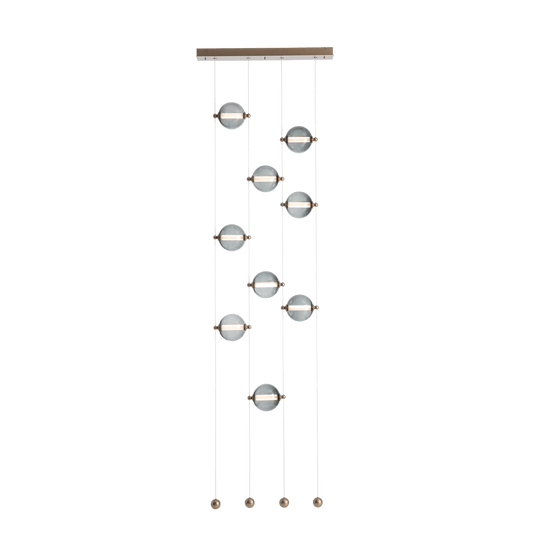 Abacus 9-Light Ceiling To Floor LED Pendant - Soft Gold - Cool Grey Glass by Hubbardton Forge