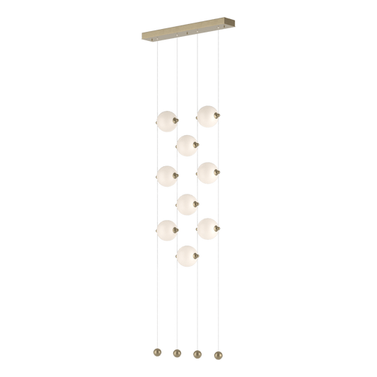Abacus 9-Light Ceiling To Floor LED Pendant - Soft Gold - Opal Glass by Hubbardton Forge
