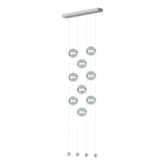 Abacus 9-Light Ceiling To Floor LED Pendant - Sterling - Cool Grey Glass by Hubbardton Forge
