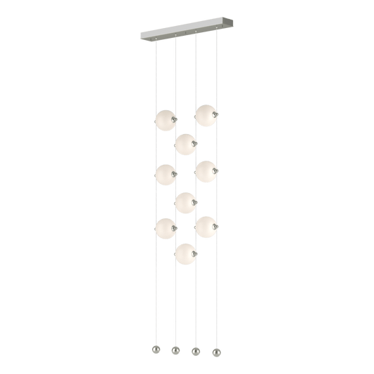 Abacus 9-Light Ceiling To Floor LED Pendant - Sterling - Opal Glass by Hubbardton Forge