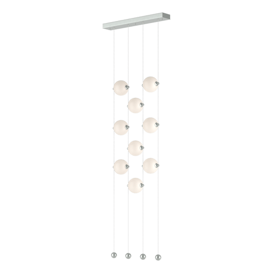 Abacus 9-Light Ceiling To Floor LED Pendant - Vintage Platinum - Opal Glass by Hubbardton Forge
