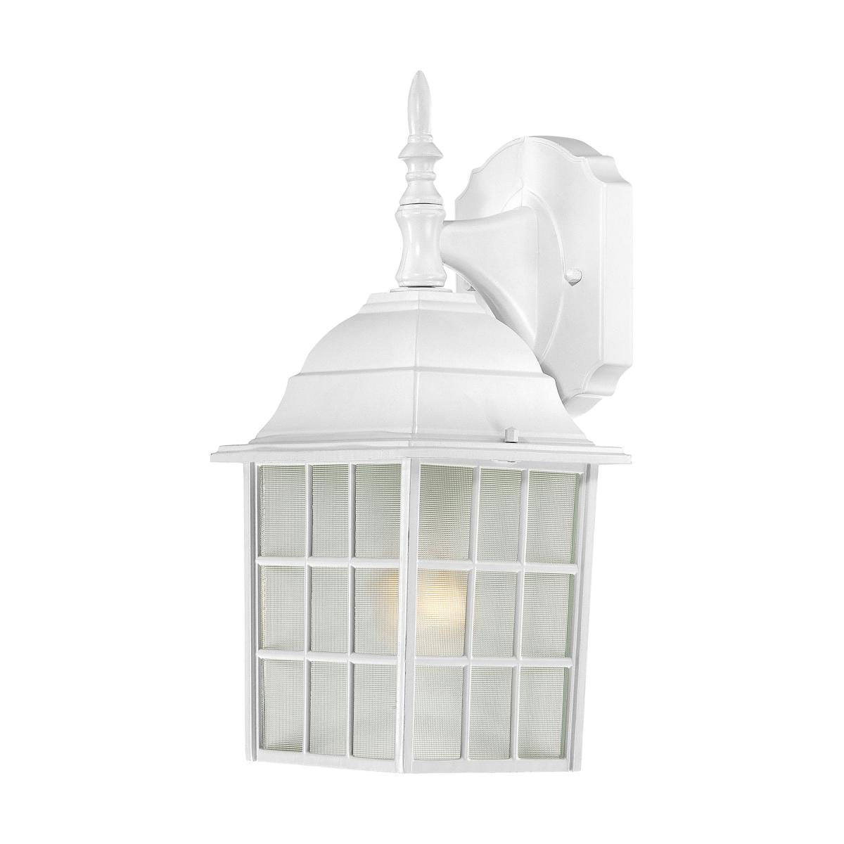 Adams - 1 Light 14" Wall Lantern with Frosted Glass - White Finish - Satco 60-4904
