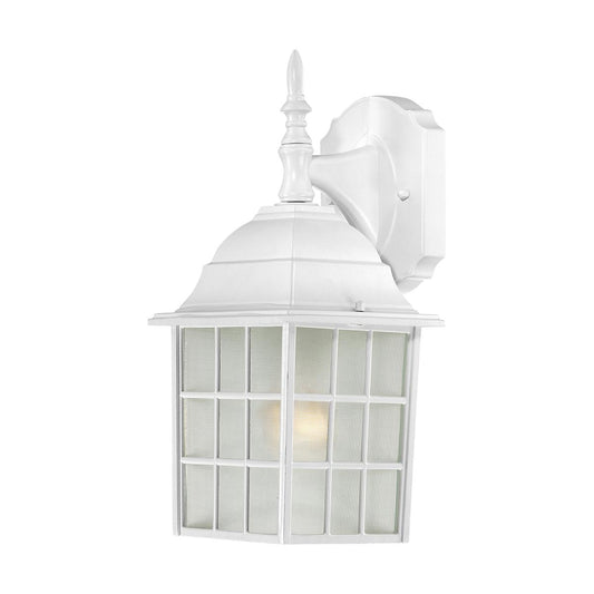 Adams - 1 Light 14" Wall Lantern with Frosted Glass - White Finish - Satco 60-4904