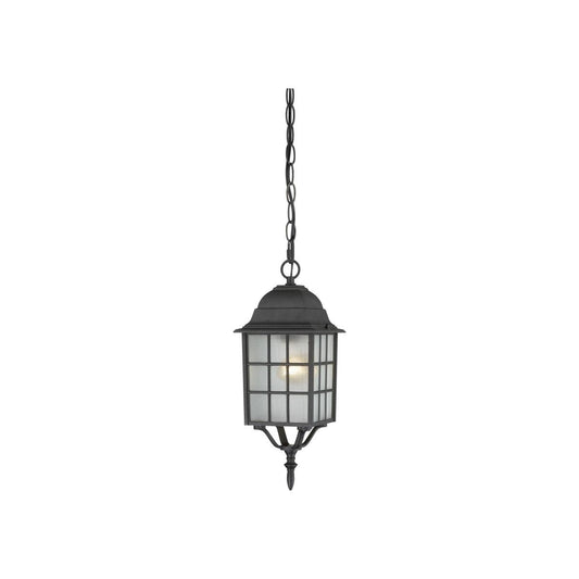 Adams - 1 Light 16" Hanging Lantern with Frosted Glass - Textured Black Finish - Satco 60-4913