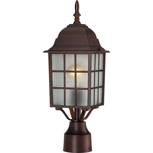 Adams - 1 Light 17" Post Lantern with Frosted Glass - Rustic Bronze Finish - Satco 60-4908