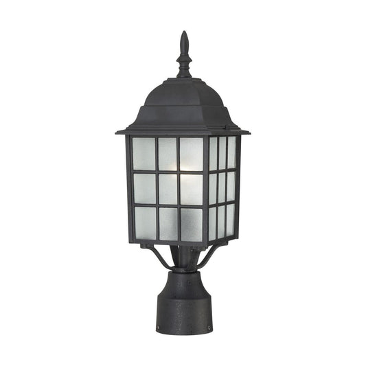 Adams - 1 Light 17" Post Lantern with Frosted Glass - Textured Black Finish - Satco 60-4909