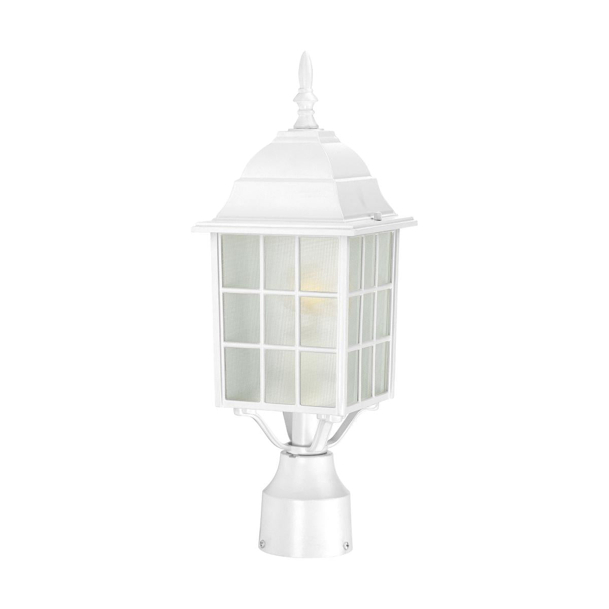 Adams - 1 Light 17" Post Lantern with Frosted Glass - White Finish - Satco 60-4907