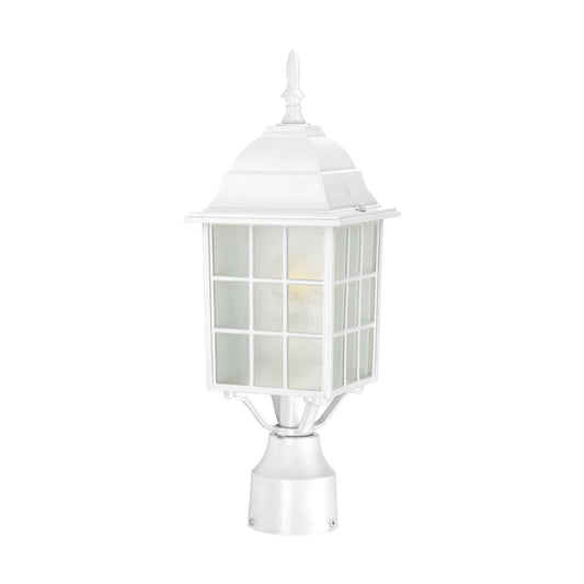 Adams - 1 Light 17" Post Lantern with Frosted Glass - White Finish - Satco 60-4907