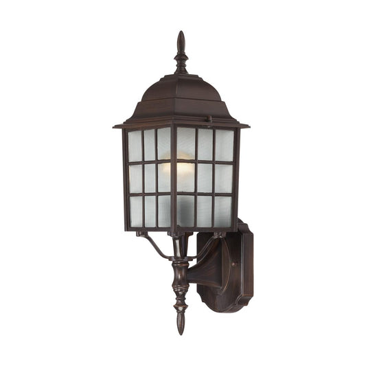 Adams - 1 Light 18" Wall Lantern with Frosted Glass - Rustic Bronze Finish - Satco 60-4902