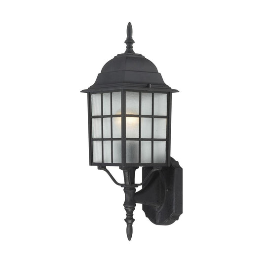Adams - 1 Light 18" Wall Lantern with Frosted Glass - Textured Black Finish - Satco 60-4903