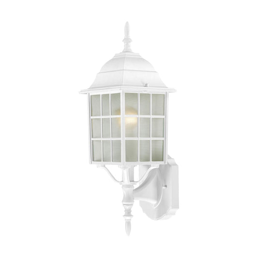 Adams - 1 Light 18" Wall Lantern with Frosted Glass - White Finish - Satco 60-4901