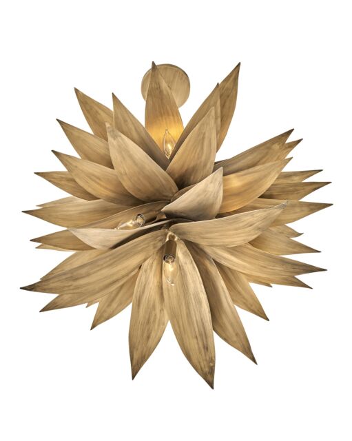 Agave Medium Single Tier Chandelier - Seven Light - Burnished Gold by Fredrick Ramond