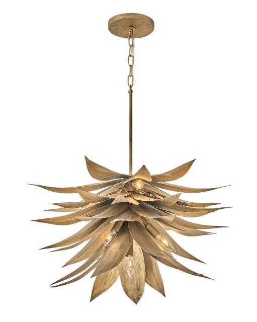 Agave Medium Single Tier Chandelier - Seven Light - Burnished Gold by Fredrick Ramond