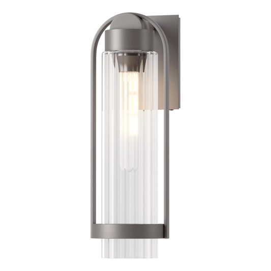 Alcove Medium Outdoor Sconce - Coastal Burnished Steel - Clear Glass by Hubbardton Forge