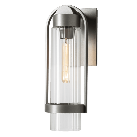Alcove Small Outdoor Sconce - Coastal Burnished Steel - Clear Glass by Hubbardton Forge