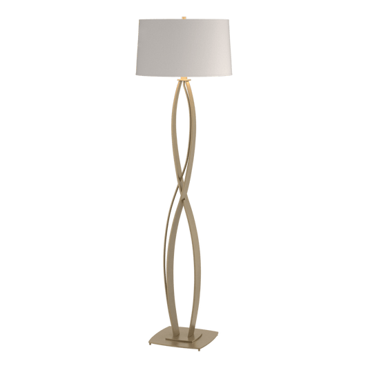 Almost Infinity Floor Lamp - Soft Gold - Flax Shade by Hubbardton Forge