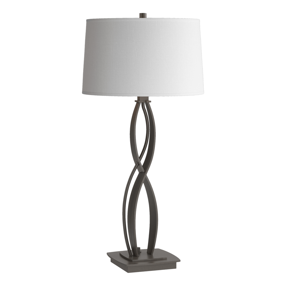 Almost Infinity Table Lamp - Dark Smoke - Natural Anna Shade by Hubbardton Forge