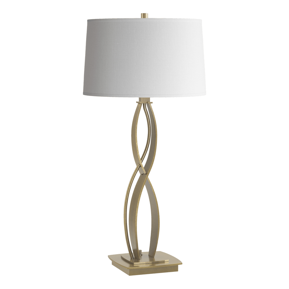 Almost Infinity Table Lamp - Modern Brass - Natural Anna Shade by Hubbardton Forge