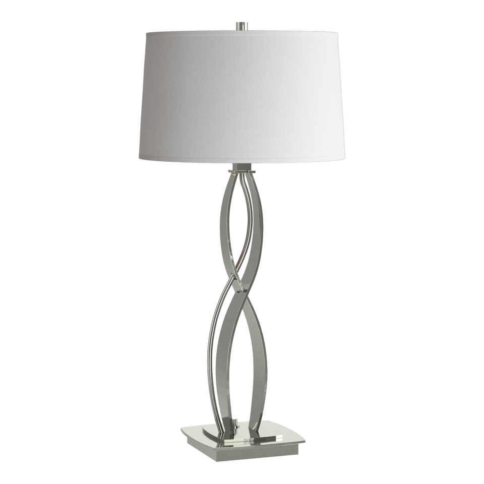 Almost Infinity Table Lamp - Sterling - Natural Anna Shade by Hubbardton Forge