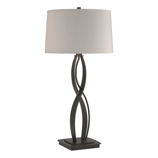 Almost Infinity Tall Table Lamp - Black - Flax Shade by Hubbardton Forge