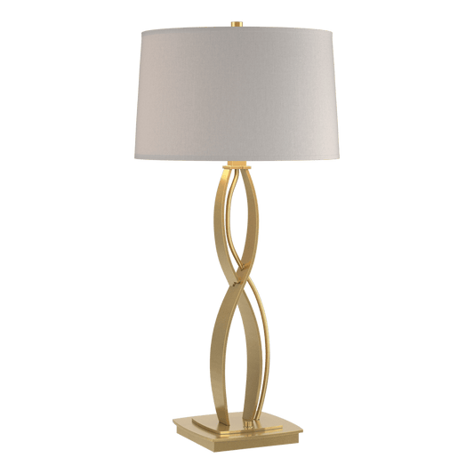 Almost Infinity Tall Table Lamp - Modern Brass - Flax Shade by Hubbardton Forge