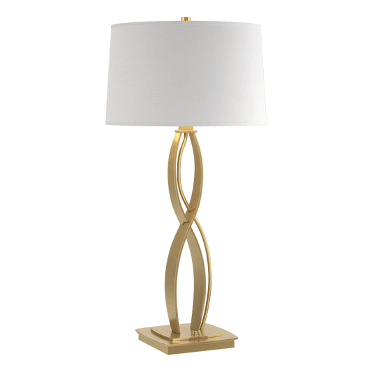 Almost Infinity Tall Table Lamp - Modern Brass - Natural Anna Shade by Hubbardton Forge