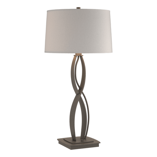 Almost Infinity Tall Table Lamp - Natural Iron - Flax Shade by Hubbardton Forge