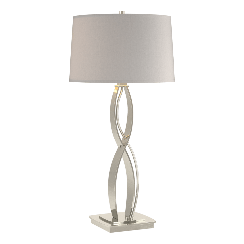 Almost Infinity Tall Table Lamp - Sterling - Flax Shade by Hubbardton Forge