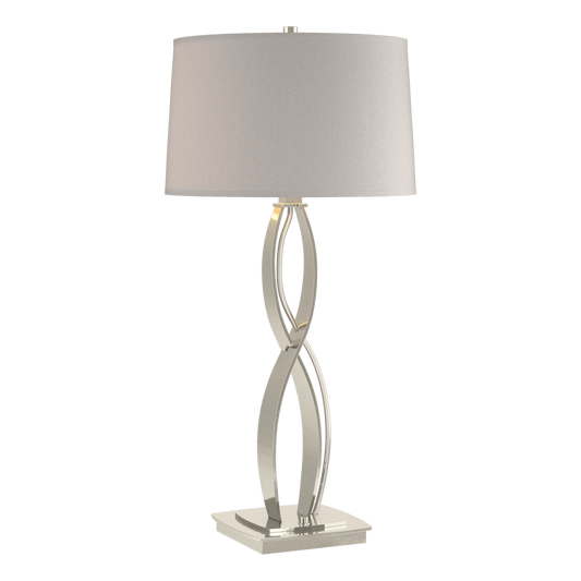 Almost Infinity Tall Table Lamp - Sterling - Flax Shade by Hubbardton Forge