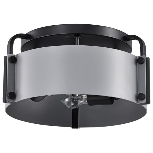 Altos 3 Light Semi Flush - 14 Inches - Gray and Matte Black Finish - Satco 60-7850