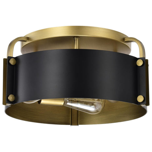 Altos 3 Light Semi Flush - 14 Inches - Matte Black and Natural Brass Finish - Satco 60-7840