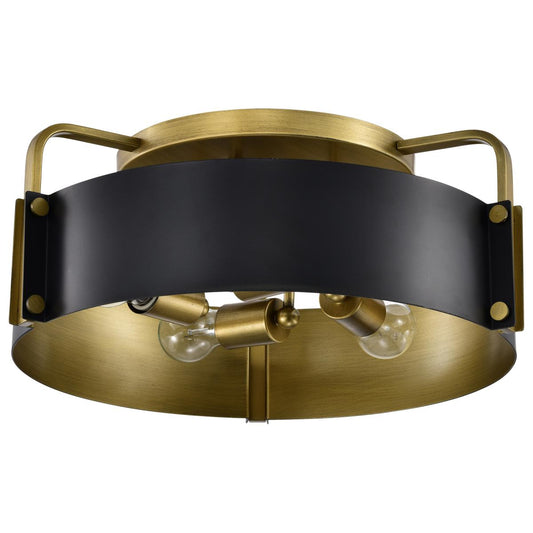 Altos 4 Light Semi Flush - Matte Black and Natural Brass Finish - Satco 60-7841