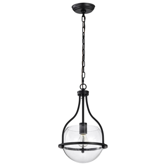 Amado 1 Light Pendant - 10 Inches - Matte Black Finish - Clear Glass - Satco 60-7817