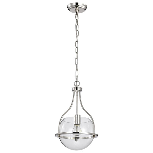 Amado 1 Light Pendant - 10 Inches - Polished Nickel Finish - Clear Glass - Satco 60-7816
