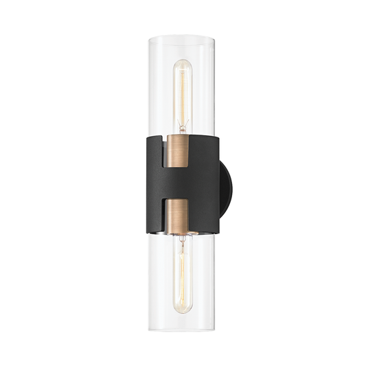 Amado Wall Sconce - 2-Light - Patina Brass/Textured Black - Troy Lighting B3231-PBR/TBK