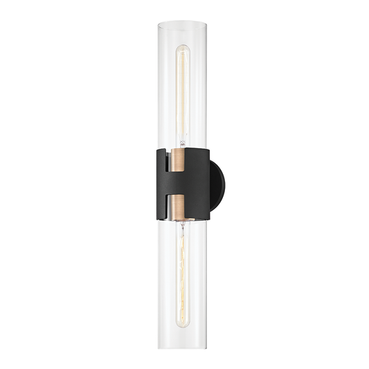 Amado Wall Sconce - 2-Light - Patina Brass/Textured Black - Troy Lighting B3232-PBR/TBK