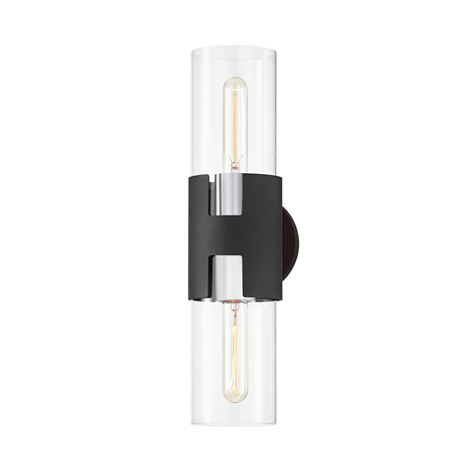 Amado Wall Sconce - 2-Light - Polished Nickel/Textured Black - Troy Lighting B3231-PN/TBK