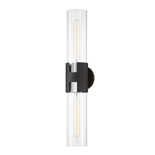 Amado Wall Sconce - 2-Light - Polished Nickel/Textured Black - Troy Lighting B3232-PN/TBK