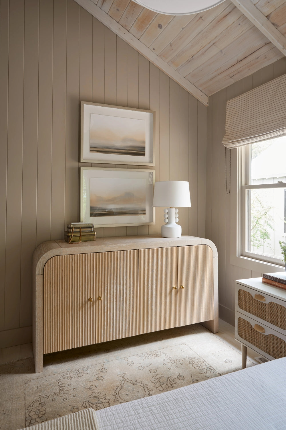 Amalia Table Lamp by Mitzi styled on a bedroom dresser with country chic décor