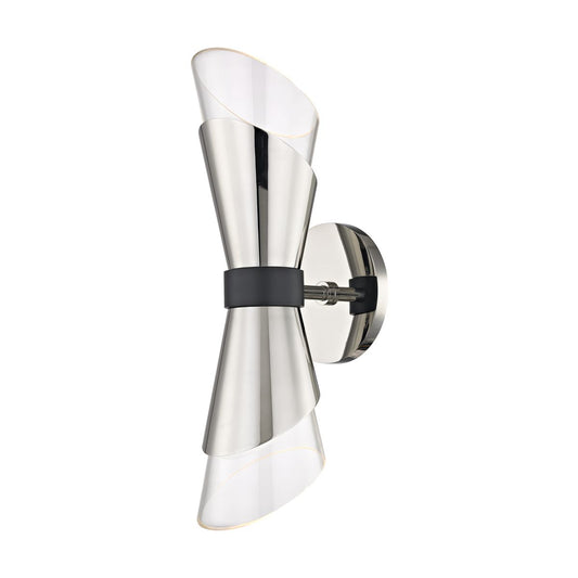 Angie 2-Light Sconce - Polished Nickel/Black by Mitzi