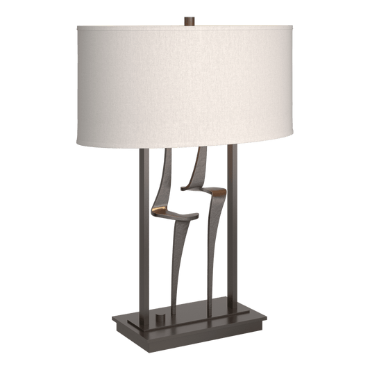 Antasia Table Lamp - Oil Rubbed Bronze - Flax Shade by Hubbardton Forge