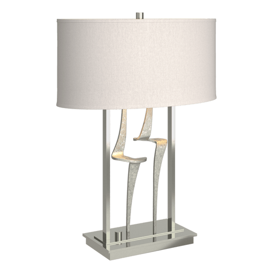 Antasia Table Lamp - Sterling - Flax Shade by Hubbardton Forge