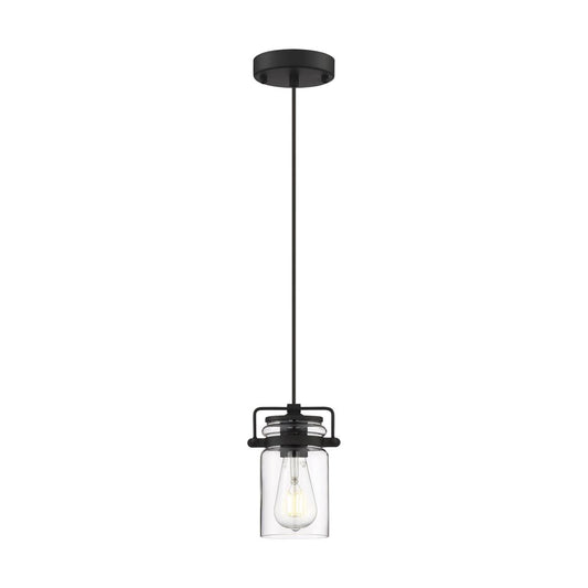 Antebellum - 1 Light Mini Pendant - with Clear Glass -Matte Black Finish - Satco 60-6732