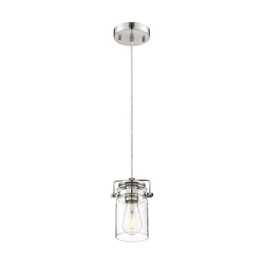 Antebellum - 1 Light Mini Pendant - with Clear Glass -Polished Nickel - Satco 60-6734