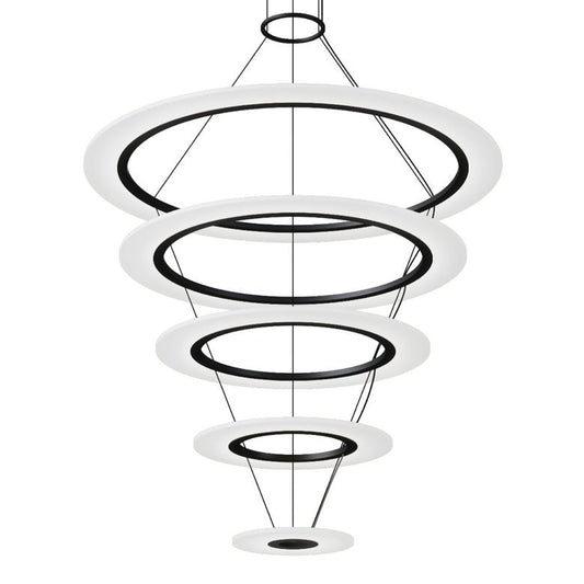 Arctic Rings Quintuple Triple LED Ring Chandelier - Satin Black by SONNEMAN