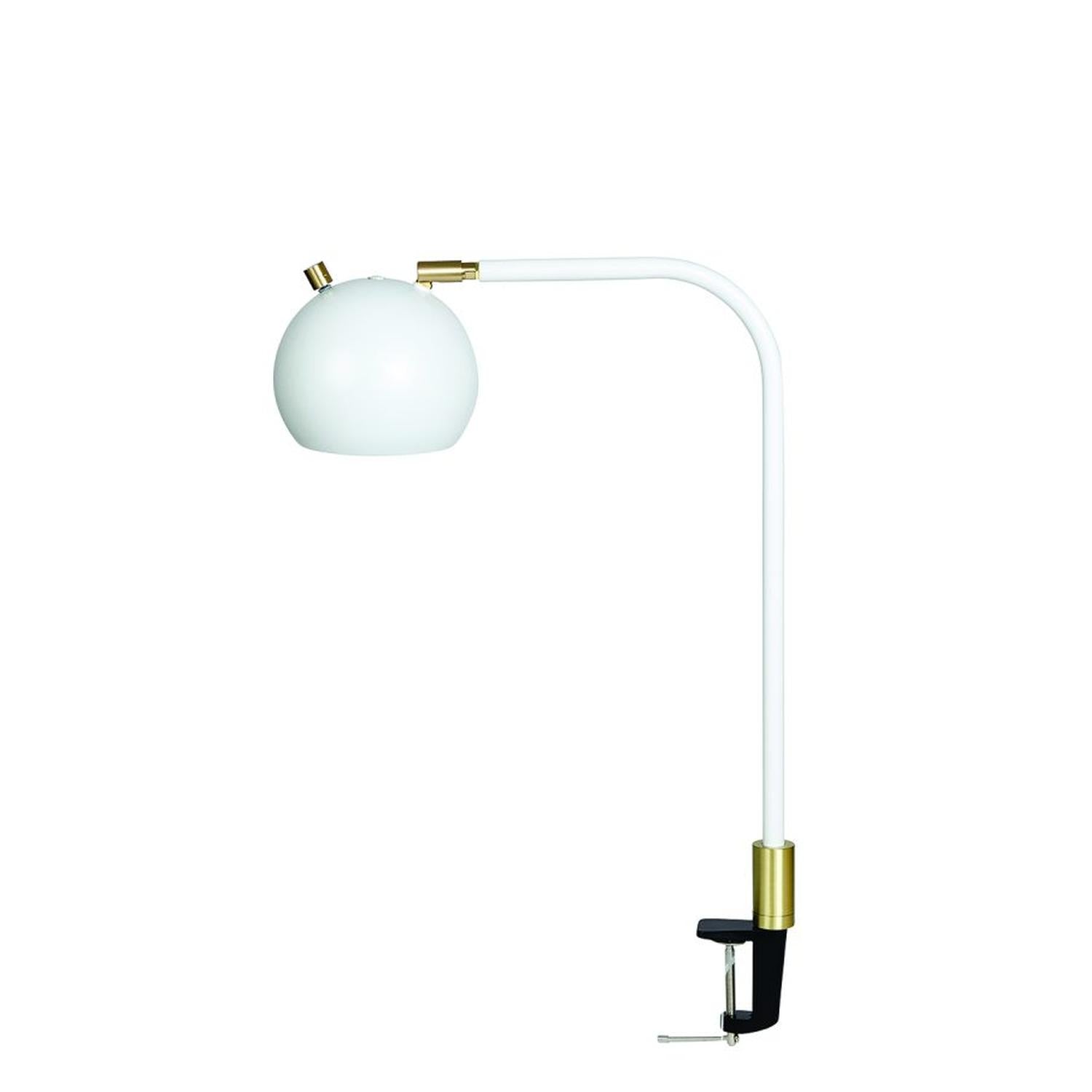 Aria Task Lamp - AR401-WT/SB - White/Satin Brass by House of Troy