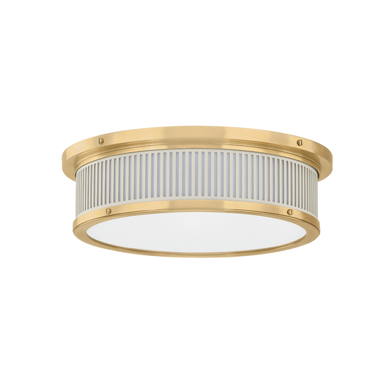 Ashdown Flush Mount - Aged Brass/Off-White by Hudson Valley Lighting