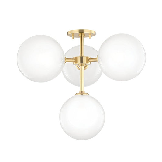 Ashleigh Semi-Flush Ceiling Light - Aged Brass by Mitzi