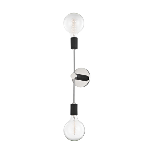 Astrid Wall Sconce - 2-Light - Polished Nickel/Black - Mitzi H178102-PN/BK