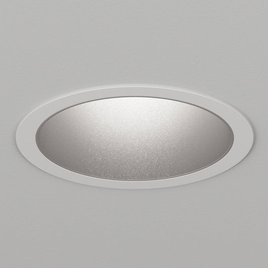 Atomos 2 Slim Round Recessed Downlight - IC Airtight Housing - Dry/Damp Location Rated - White Powder Coat/Silver Baffle - 50 Degrees - Warm Dim (3000K - 1800K) by Lucifer Lighting